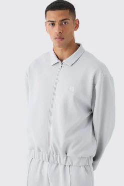 boohooMAN Boxy Scuba Zip Through Embroidered Jacket | UK| Coats & Jackets