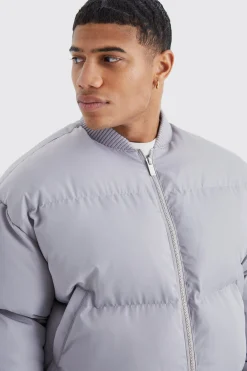 boohooMAN Boxy Sheen Volume Padded Bomber | UK| Coats & Jackets