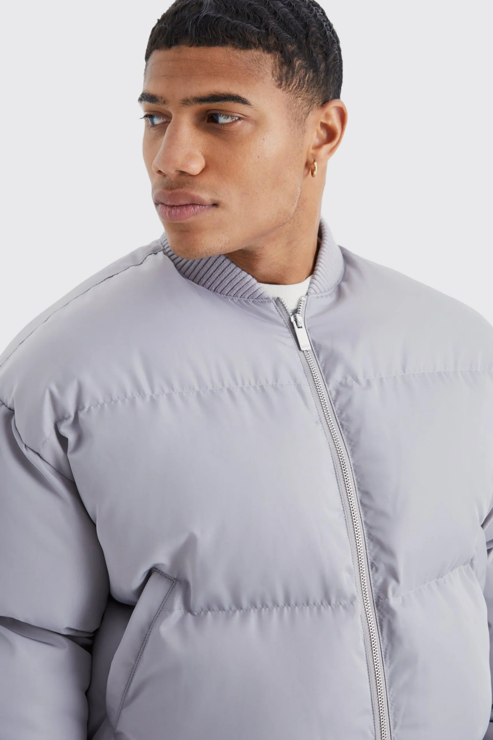 boohooMAN Boxy Sheen Volume Padded Bomber | UK| Coats & Jackets