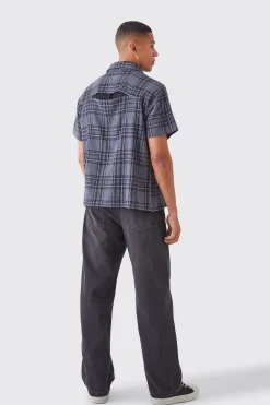 boohooMAN Boxy Short Sleeve Back Vent Check Shirt | UK| Shirts
