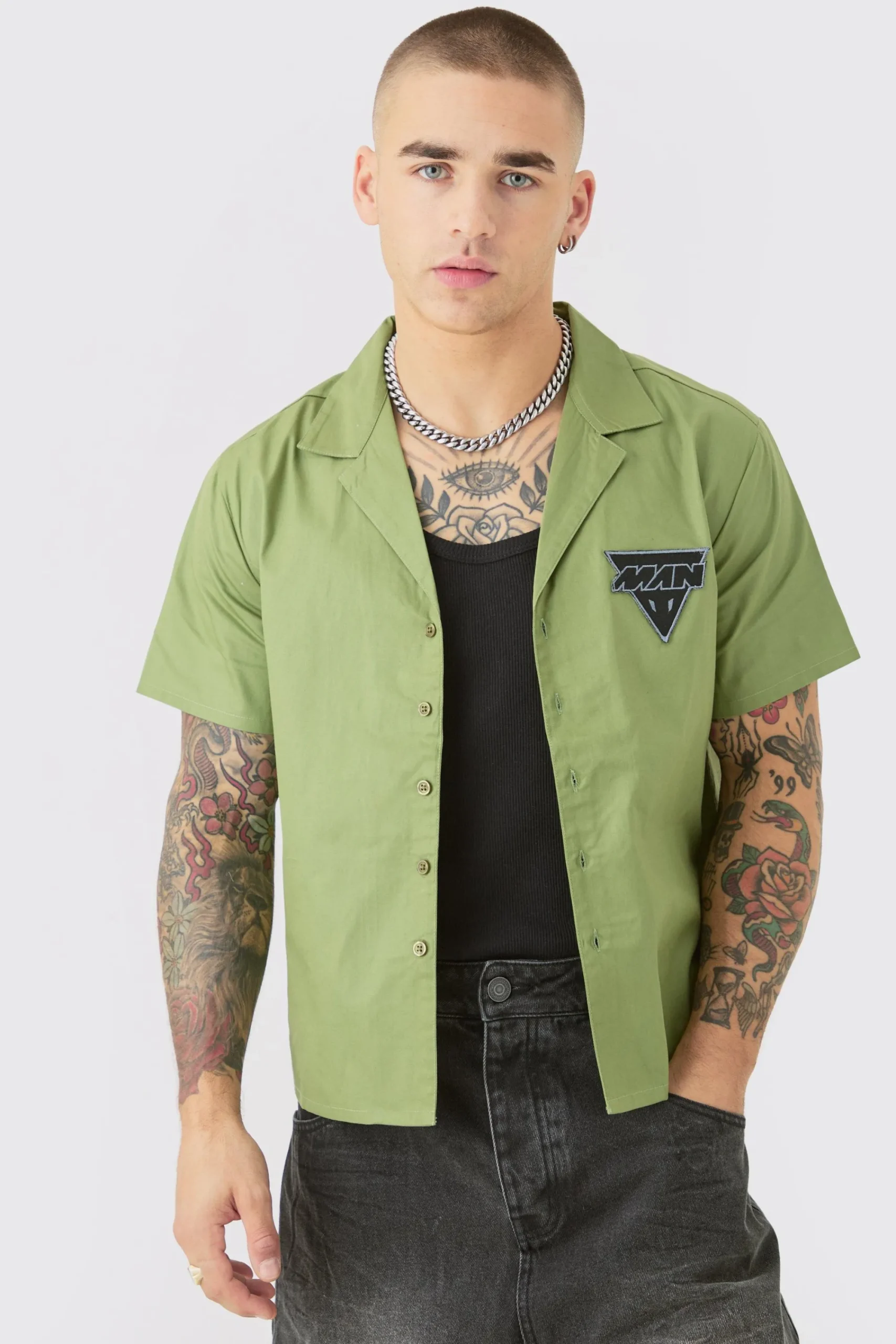 boohooMAN Boxy Short Sleeve Moto Poplin Shirt | UK| Shirts