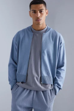 boohooMAN Boxy Smart Knitted Bomber | UK| Coats & Jackets