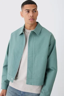 boohooMAN Boxy Smart Ribbed Twill Harrington Jacket | UK| Coats & Jackets