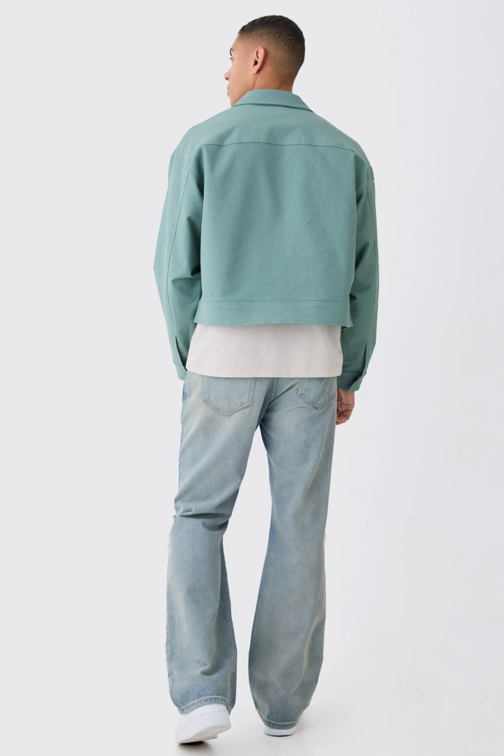 boohooMAN Boxy Smart Ribbed Twill Harrington Jacket | UK| Coats & Jackets