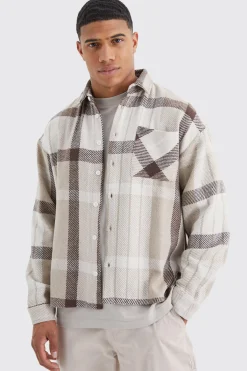 boohooMAN Boxy Split Hem Brushed Check Overshirt | UK| Shirts