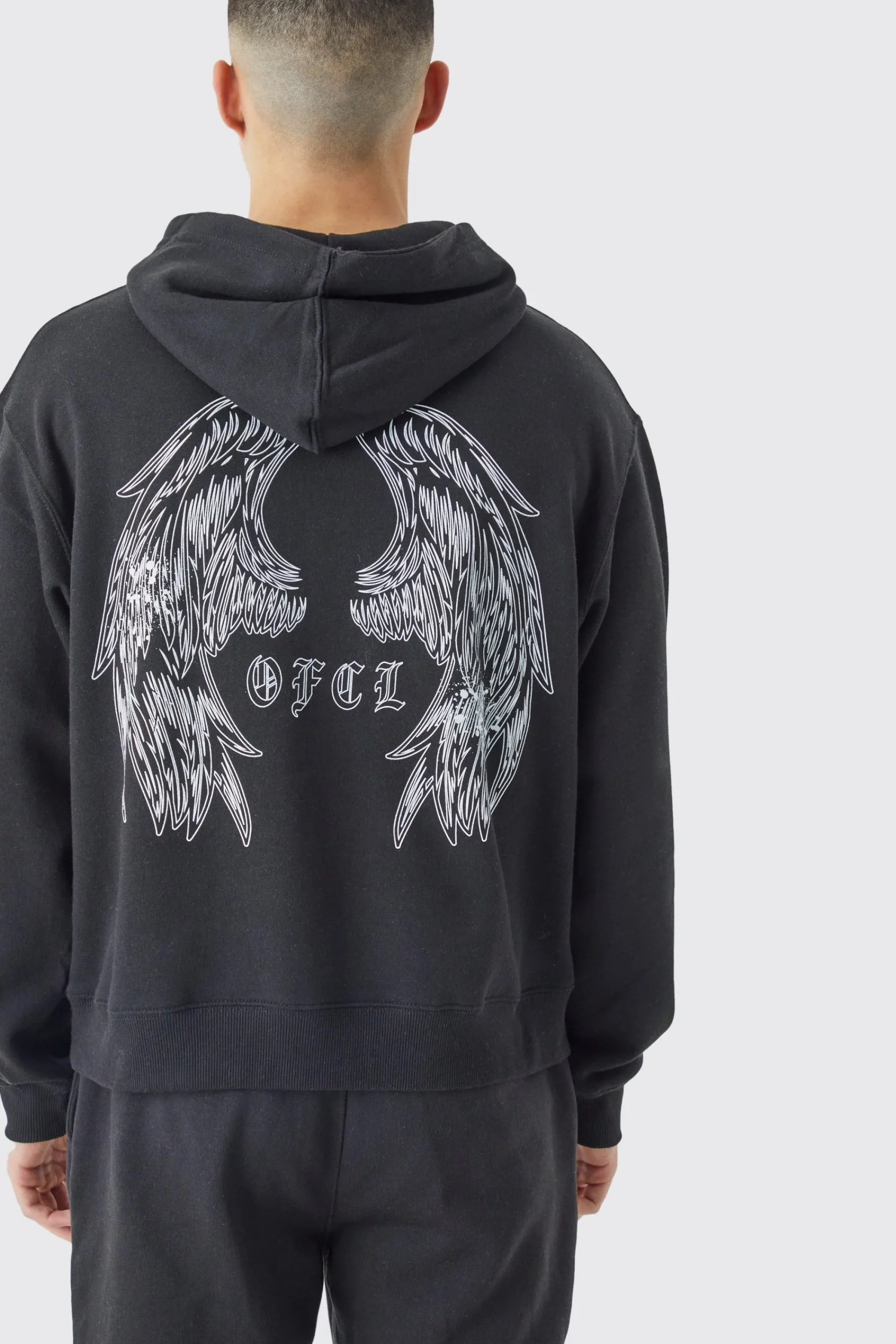 boohooMAN Boxy Split Hem Ofcl Back Graphic Hooded Tracksuit | UK| Tracksuits