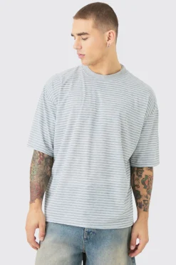 Boxy Stripe Rib T-shirt | UK^boohooMAN Best