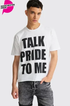 Boxy Talk Pride To Me Distressed T-shirt | UK^boohooMAN Sale