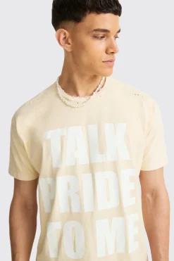 Boxy Talk Pride To Me Distressed T-shirt | UK^boohooMAN Best