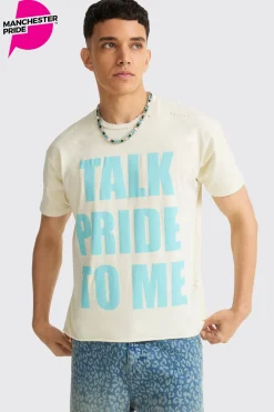Boxy Talk Pride To Me Distressed T-shirt | UK^boohooMAN New