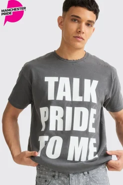 Boxy Talk Pride To Me Distressed T-shirt | UK^boohooMAN New