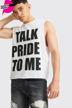 Boxy Talk Pride To Me Distressed Tank | UK^boohooMAN New