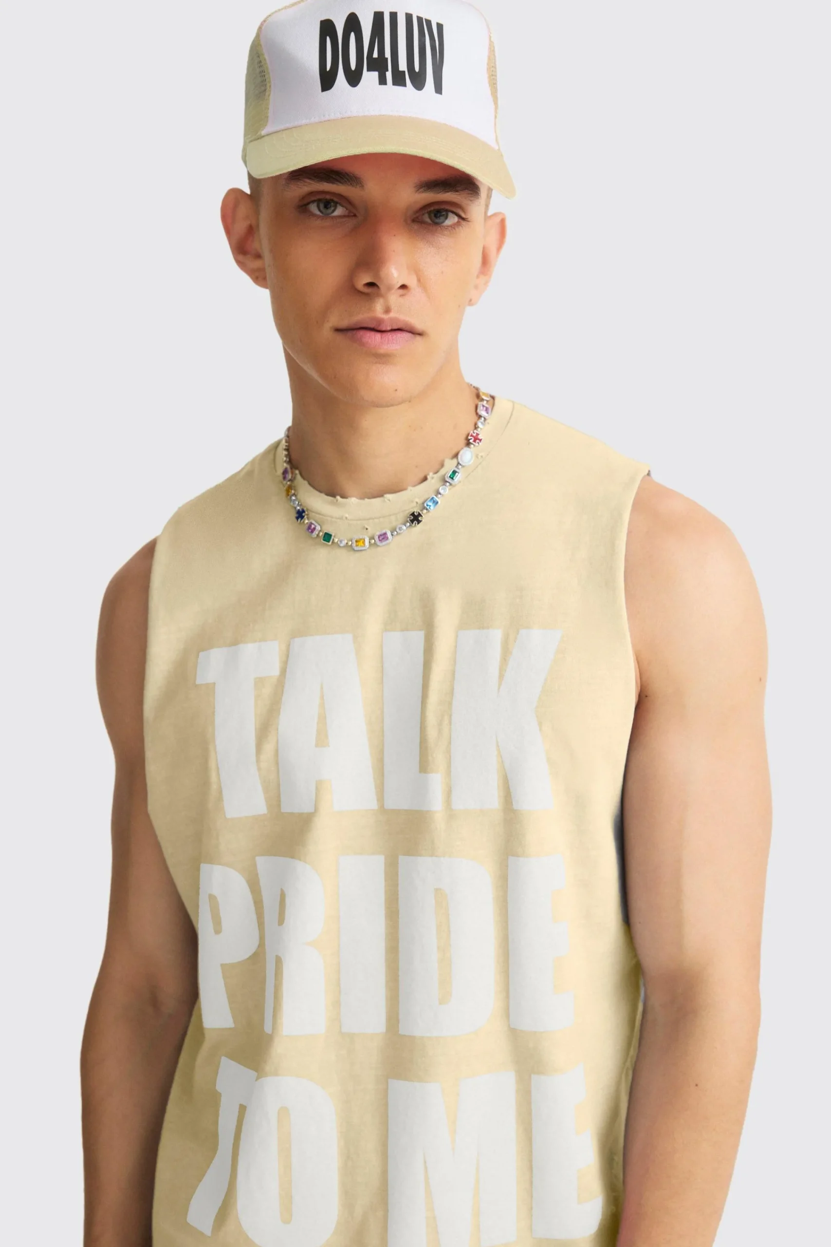 Boxy Talk Pride To Me Distressed Tank | UK^boohooMAN Best