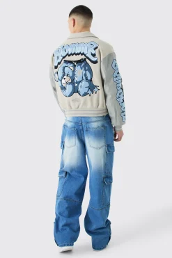 boohooMAN Boxy Teddy Applique Bomber | UK| Coats & Jackets