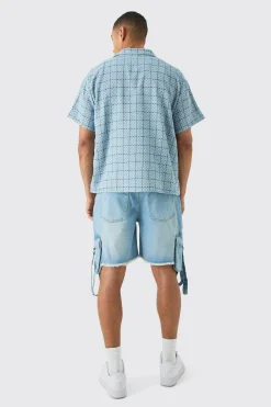 boohooMAN Boxy Textured Grid Check Shirt | UK| Shirts