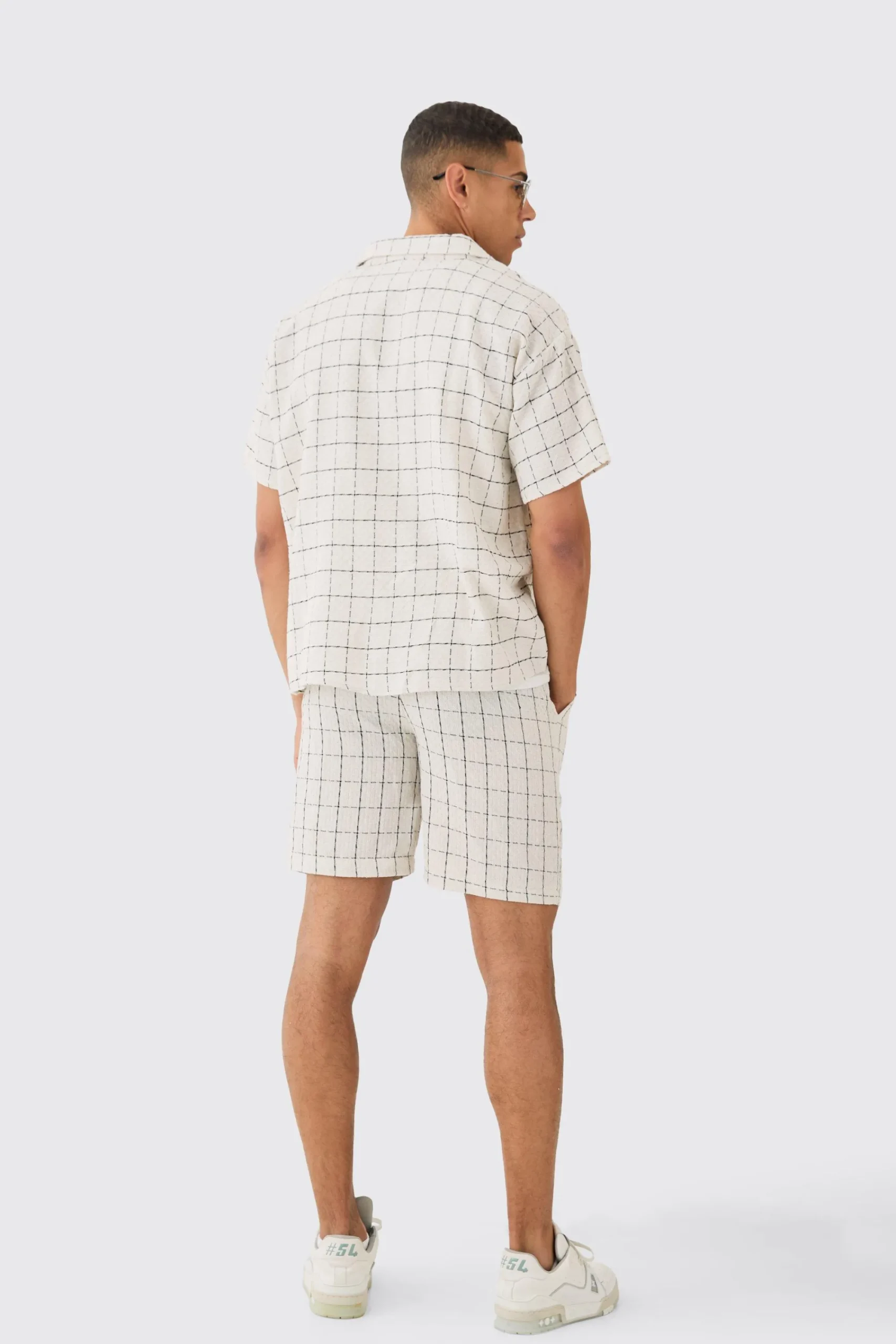 boohooMAN Boxy Textured Grid Check Shirt And Short | UK| Sets & Co-Ords