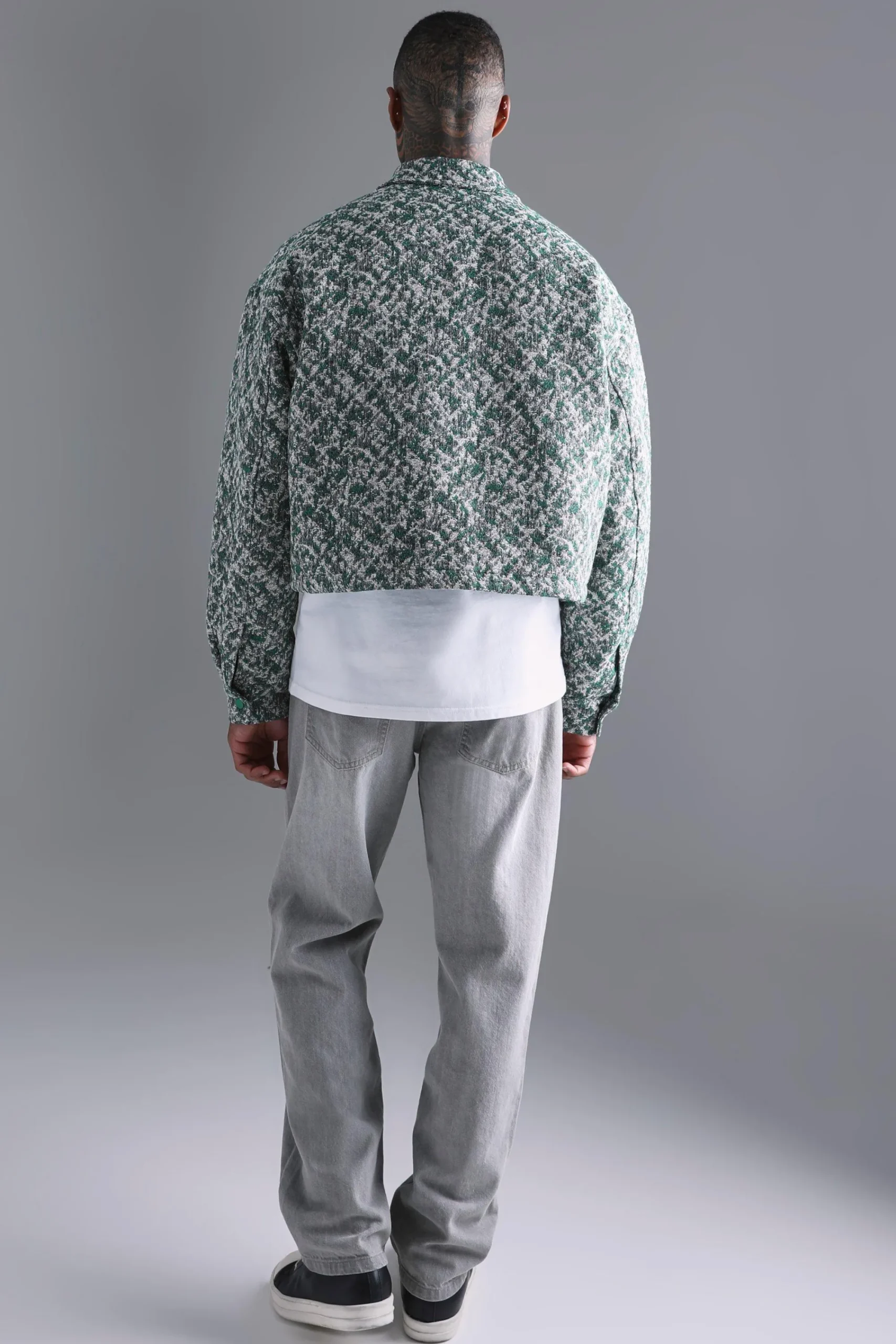 boohooMAN Boxy Textured Jacquard Collared Jacket | UK| Coats & Jackets