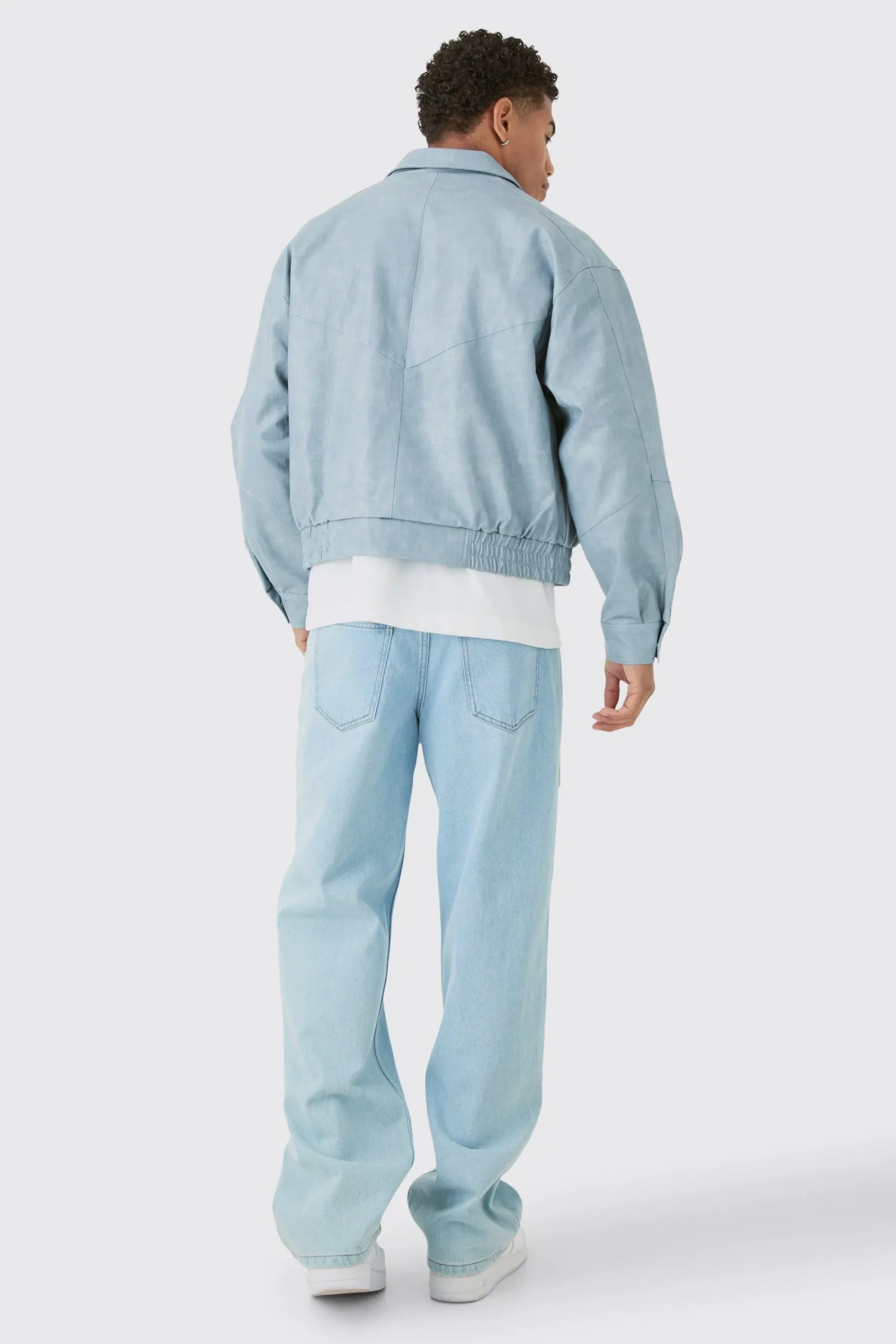 boohooMAN Boxy Textured Pu Bomber In | UK| Coats & Jackets