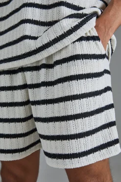 boohooMAN Boxy Textured Stripe Shorts | UK| Shorts