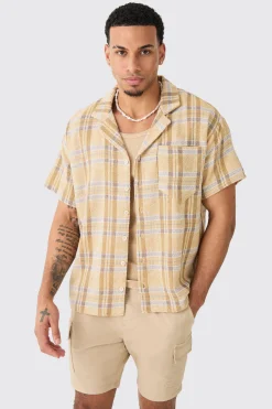 boohooMAN Boxy Tonal Textured Check Shirt | UK| Shirts