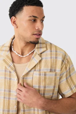 boohooMAN Boxy Tonal Textured Check Shirt | UK| Shirts