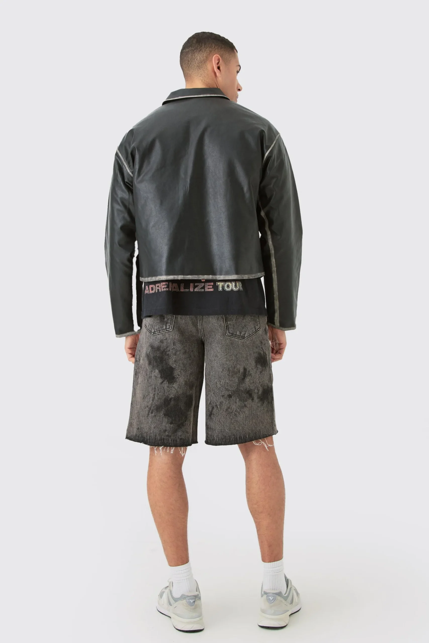 boohooMAN Boxy Tumble Pu Applique Harrington Jacket In | UK| Coats & Jackets