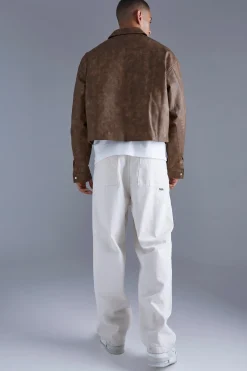 boohooMAN Boxy Tumbled Pu Collared Bomber | UK| Coats & Jackets