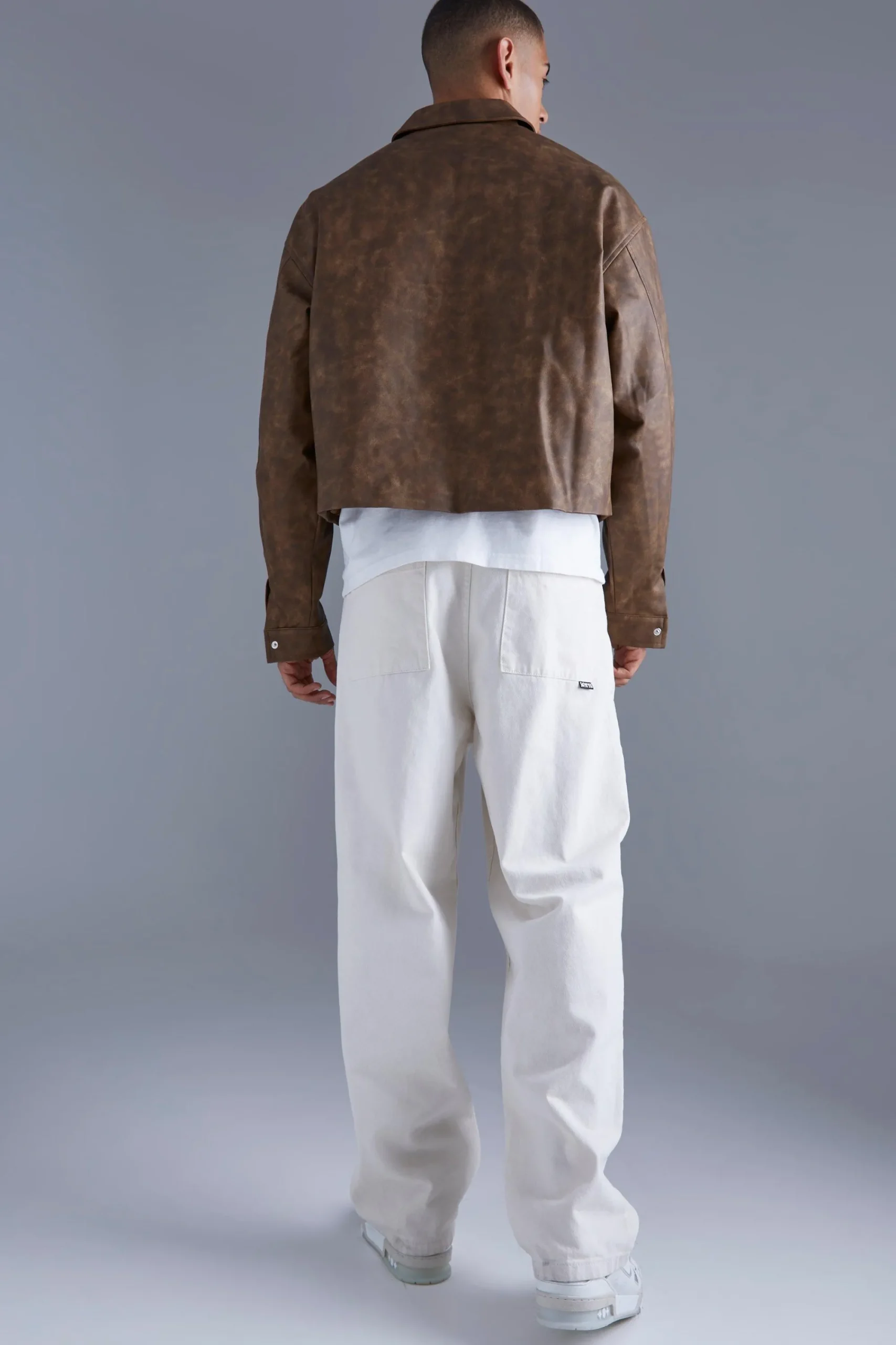 boohooMAN Boxy Tumbled Pu Collared Bomber | UK| Coats & Jackets