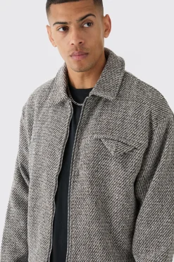 boohooMAN Boxy Tweed Collared Jacket | UK| Coats & Jackets