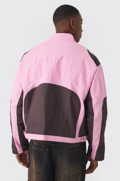 boohooMAN Boxy Twill Homme Moto Jacket In | UK| Coats & Jackets