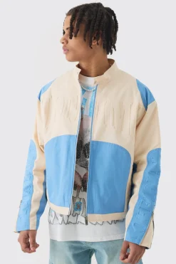 boohooMAN Boxy Twill Homme Moto Jacket In | UK| Coats & Jackets