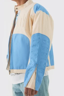 boohooMAN Boxy Twill Homme Moto Jacket In | UK| Coats & Jackets