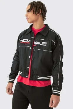 boohooMAN Boxy Twill Moto Collared Bomber Jacket In | UK| Coats & Jackets