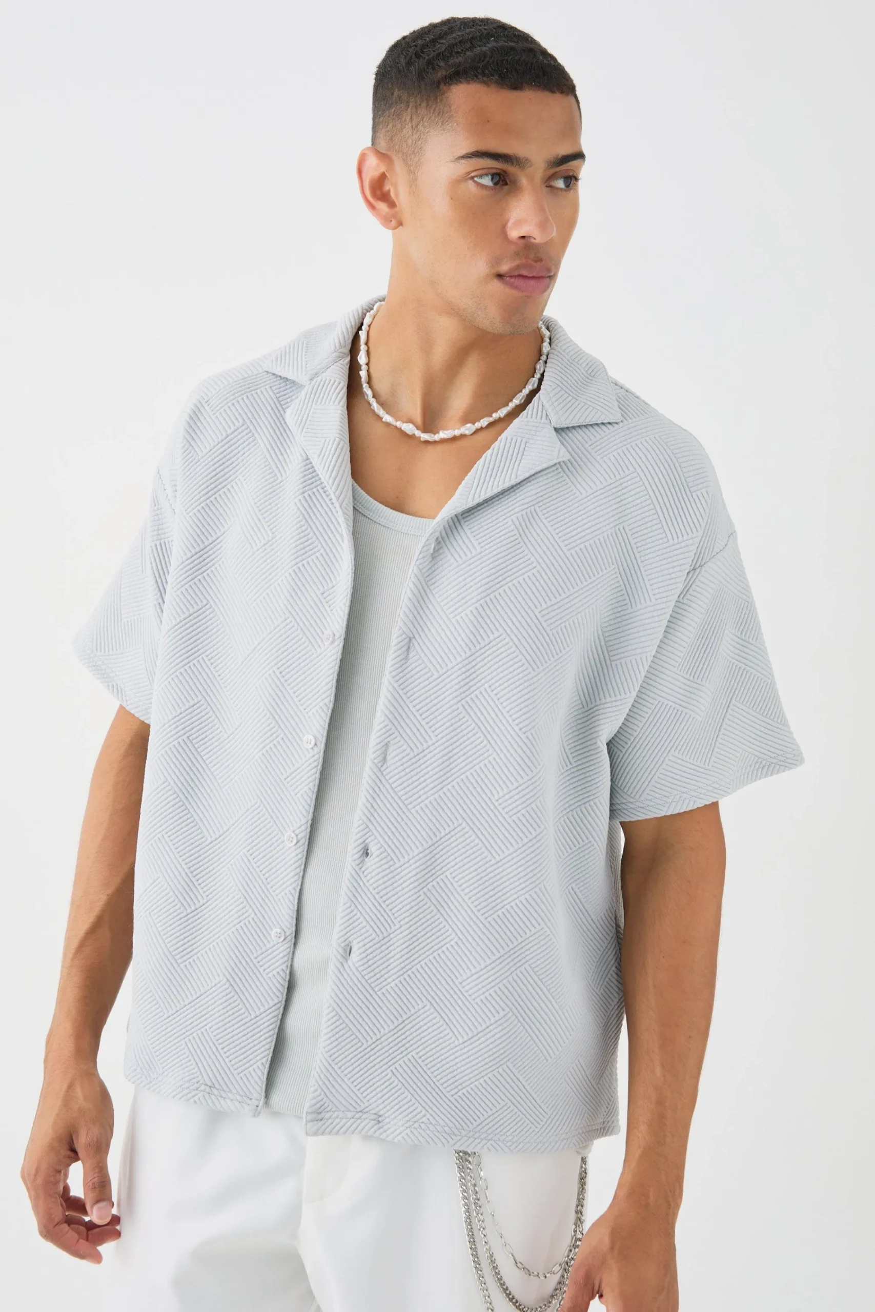 boohooMAN Boxy Twill Revere Collar Shirt In | UK| Shirts