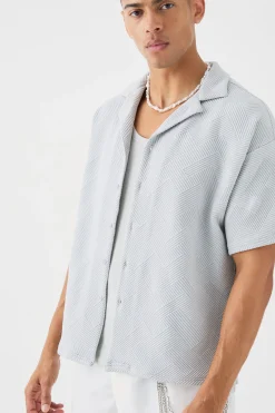 boohooMAN Boxy Twill Revere Collar Shirt In | UK| Shirts