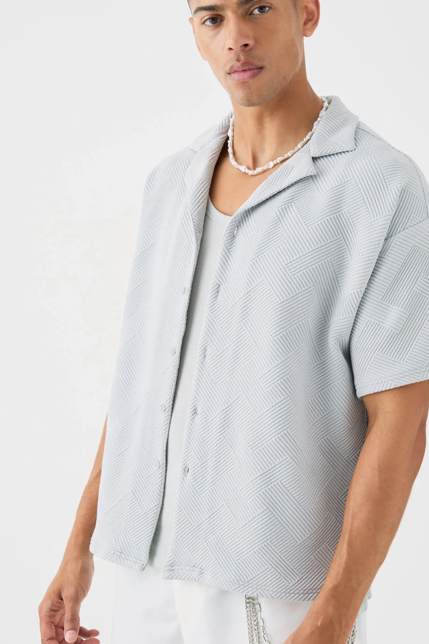 boohooMAN Boxy Twill Revere Collar Shirt In | UK| Shirts