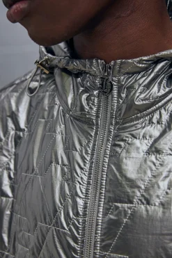 Boxy Utility Metallic Nylon Quilted Hoodie Vest | UK^boohooMAN Clearance