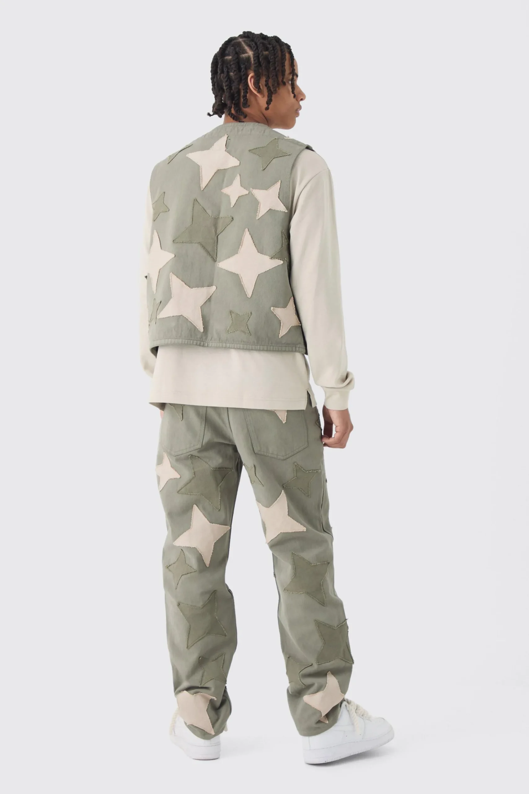 boohooMAN Boxy Utility Star Patchwork Applique Vest | UK| Sets & Co-Ords|Coats & Jackets