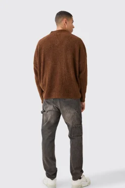 boohooMAN Boxy V Neck Boucle Textured Knit Jumper | UK| Knitwear