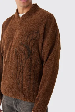 boohooMAN Boxy V Neck Boucle Textured Knit Jumper | UK| Knitwear