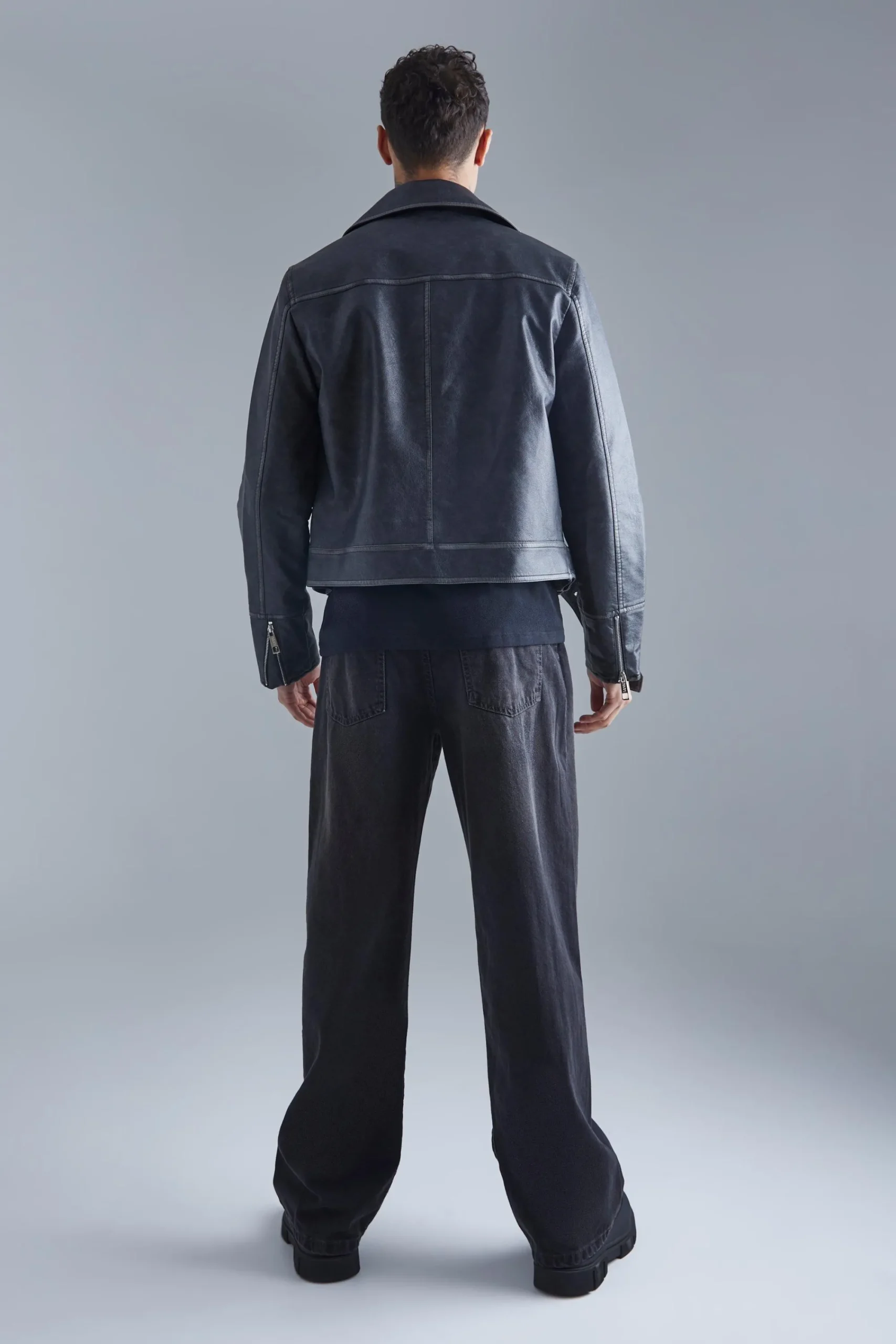 boohooMAN Boxy Vintage Pu Biker Jacket | UK| Coats & Jackets