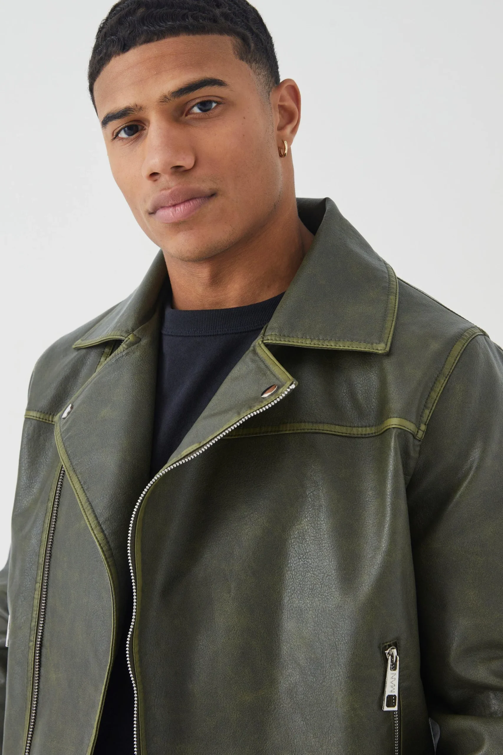 boohooMAN Boxy Vintage Pu Biker Jacket | UK| Coats & Jackets