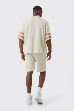 boohooMAN Boxy Waffle Worldwide T-shirt & Short Set | UK| Sets & Co-Ords|Tracksuits