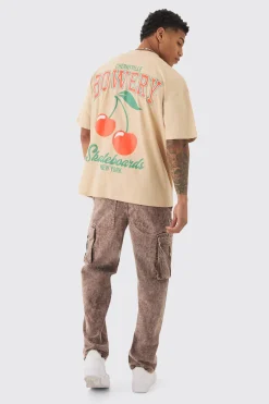 Boxy Washed Cherry Print T-shirt | UK^boohooMAN Hot