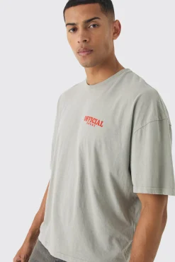 Boxy Washed Floral Back Print T-Shirt | UK^boohooMAN Best