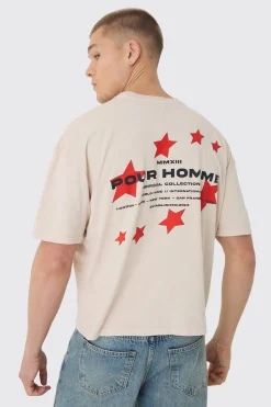 Boxy Washed Pour Homme Star Print T-Shirt | UK^boohooMAN Discount