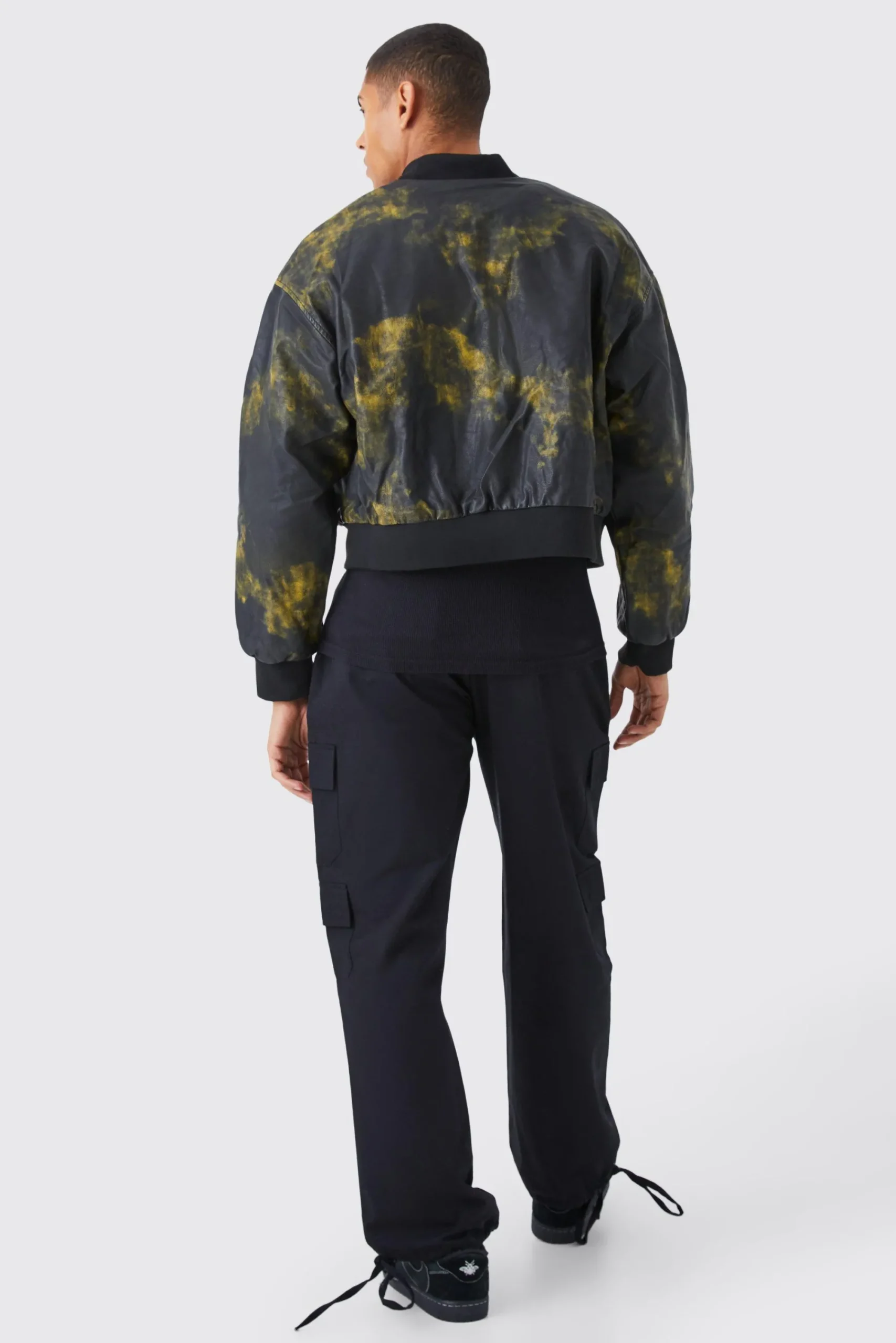 boohooMAN Boxy Washed Pu Padded Bomber | UK| Coats & Jackets