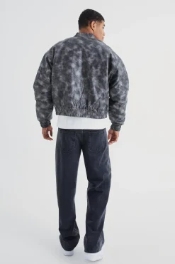 boohooMAN Boxy Washed Pu Seam Detail Padded Bomber | UK| Coats & Jackets