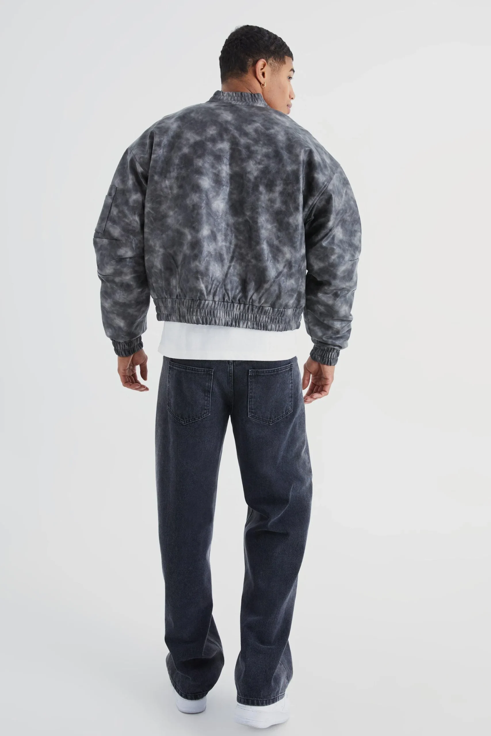 boohooMAN Boxy Washed Pu Seam Detail Padded Bomber | UK| Coats & Jackets