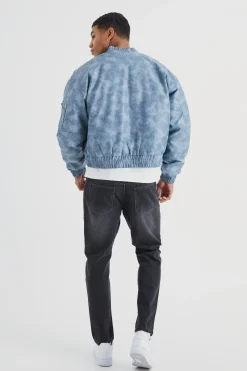 boohooMAN Boxy Washed Pu Seam Detail Padded Bomber | UK| Coats & Jackets